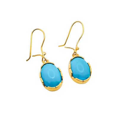 Turquoise Earrings in 18K Yellow Gold For Her - Gold Jewelry