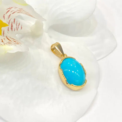 Turquoise Pendant in 18K Yellow Gold - Women’s Jewelry