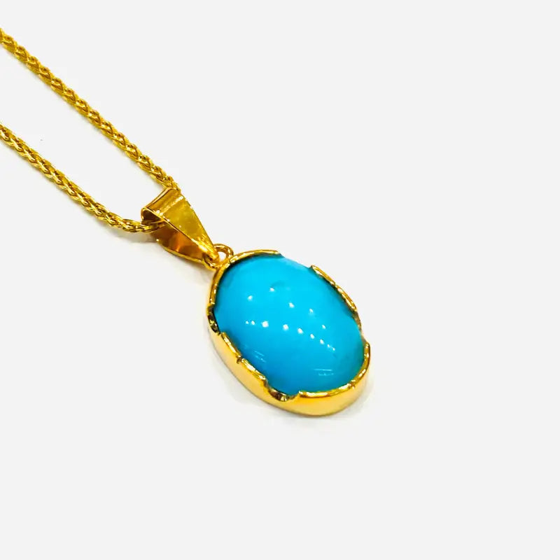 Turquoise Pendant in 18K Yellow Gold - Women’s Jewelry