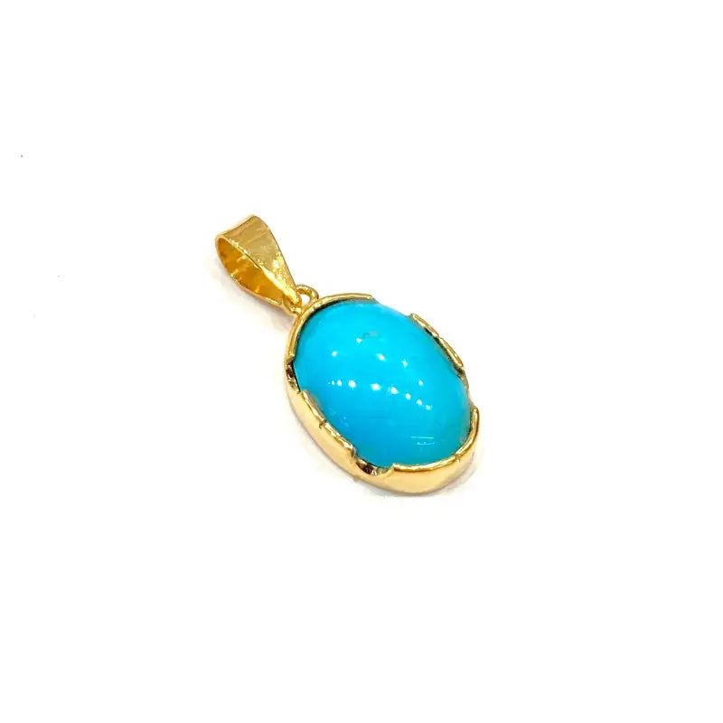 Turquoise Pendant in 18K Yellow Gold - Women’s Jewelry