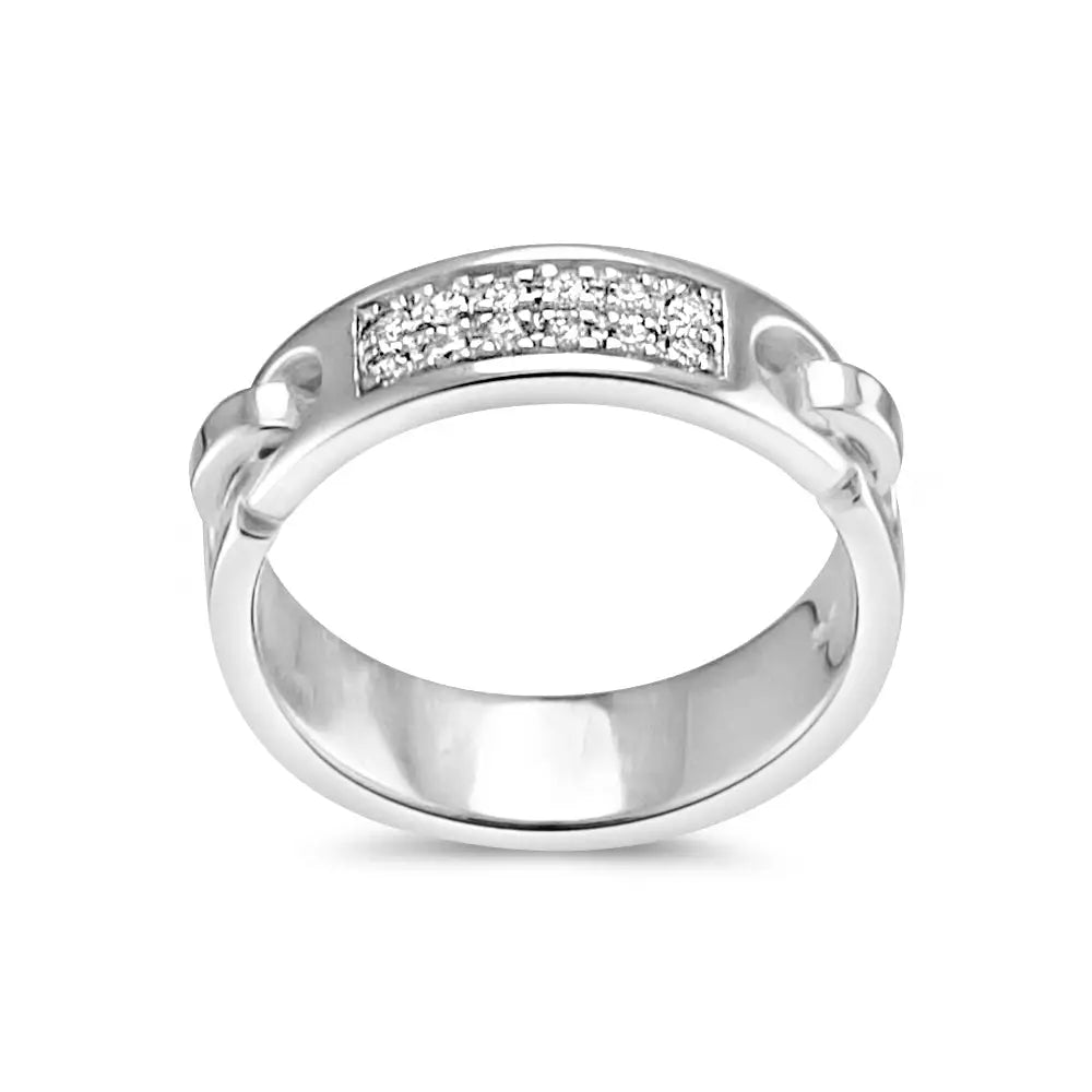 18k White Gold Wedding Band with Dazzling Diamonds For Her -