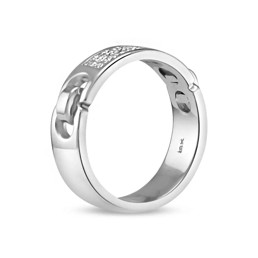 18k White Gold Wedding Band with Dazzling Diamonds For Her 