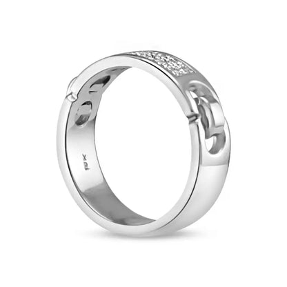 18k White Gold Wedding Band with Dazzling Diamonds For Her -