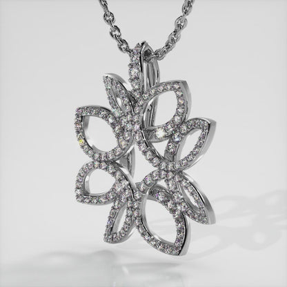 Exotic Flower Diamond Pendant Available In 14K and 18K Yellow or White Gold