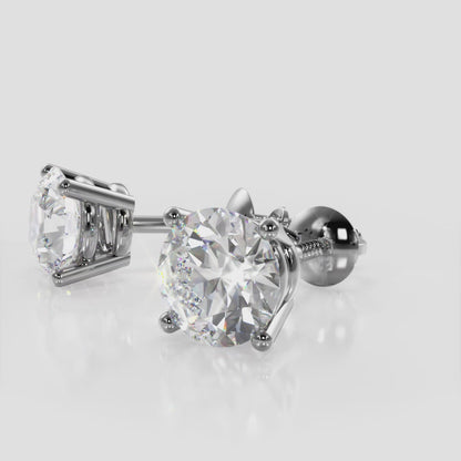 Classic Four Prong Diamond Studs In 14K or 18K Yellow or White Gold