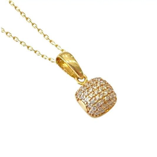 Dainty Cushion Necklace with Cubic Zirconia in 14K Yellow