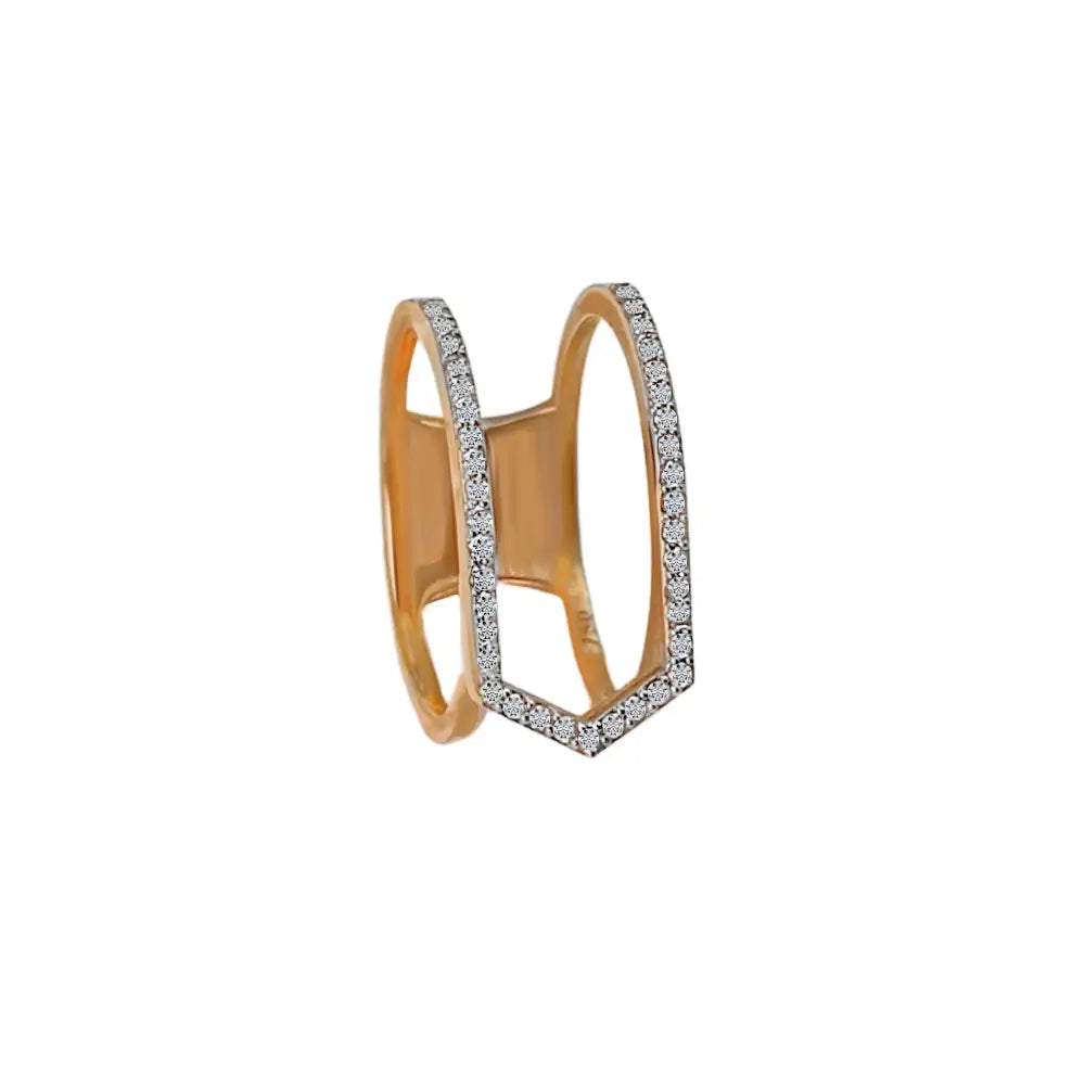 Dainty Double Band Diamond Ring In 18k Rose Gold For ladies