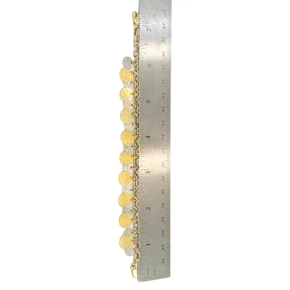 Dangly Disk Bracelet in 10K 2-Tone Gold