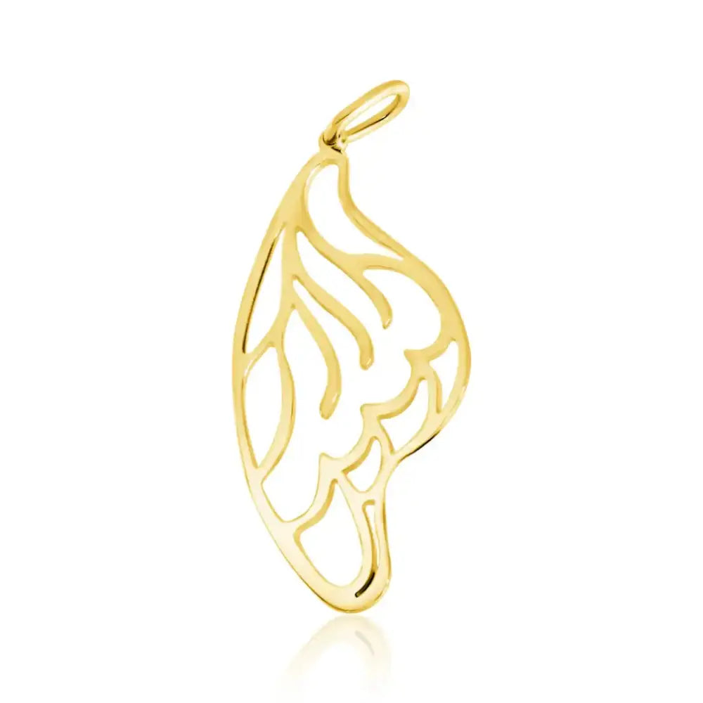 Delicate Single Wings Gold Pendant for Her - Yellow Gold