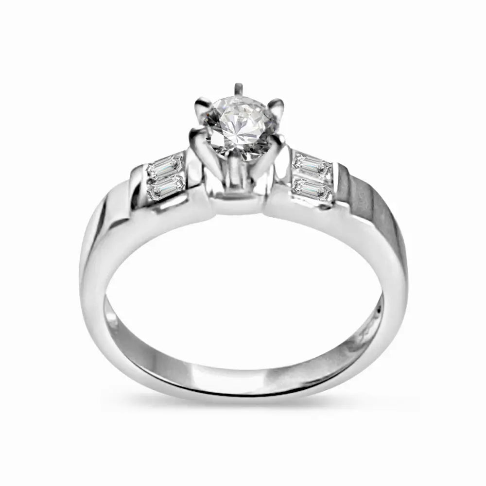 Diamond Engagement Ring with Wedding Band In 18k White Gold