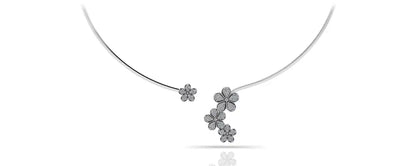 Diamond Flower Choker in 14K or 18K Yellow or White Gold -