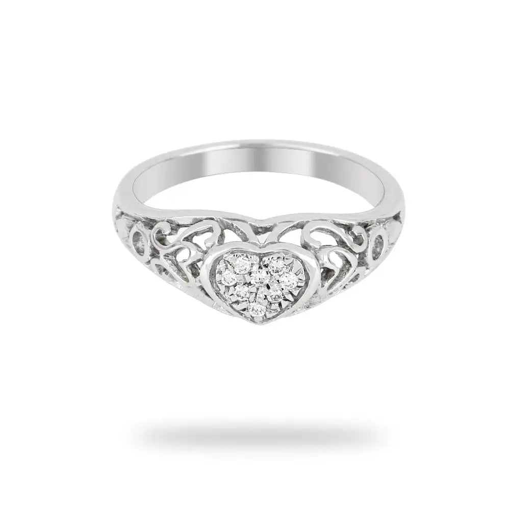 Diamond Heart Ring in Dazzling Women’s 18K White Gold - Gold