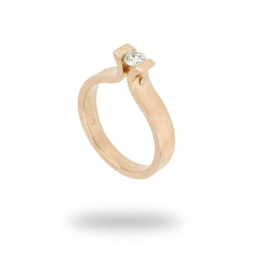 Diamond Solitaire Ring In 18K Rose Gold for Ladies