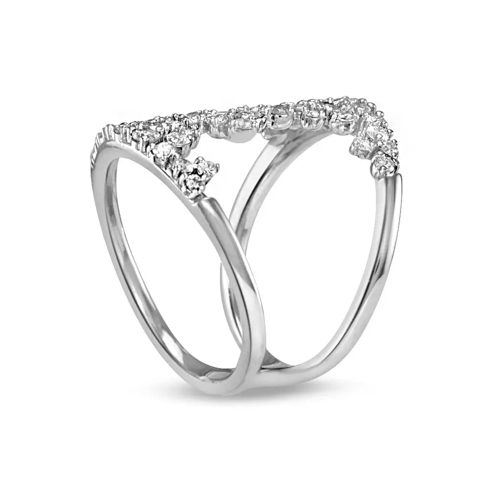 Diamond Statement Ring In Women’s 18K White Gold - Gold