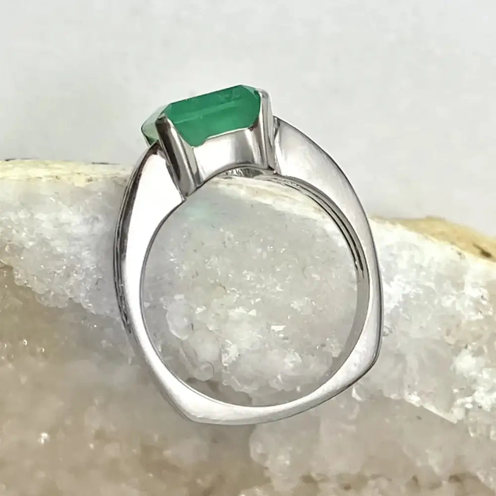 Emerald Ring In 14K White Gold - women’s jewelry
