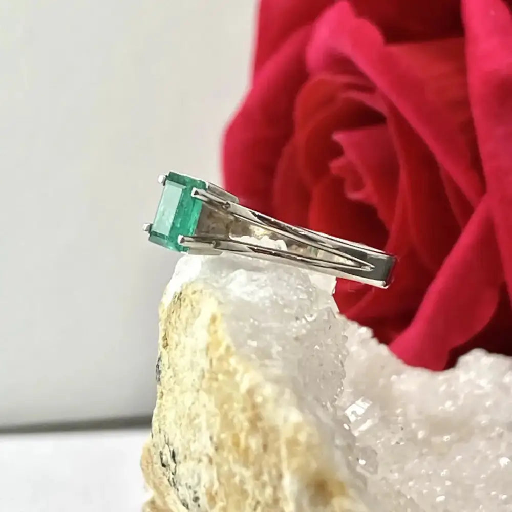 Emerald Ring In 14K White Gold - women’s jewelry