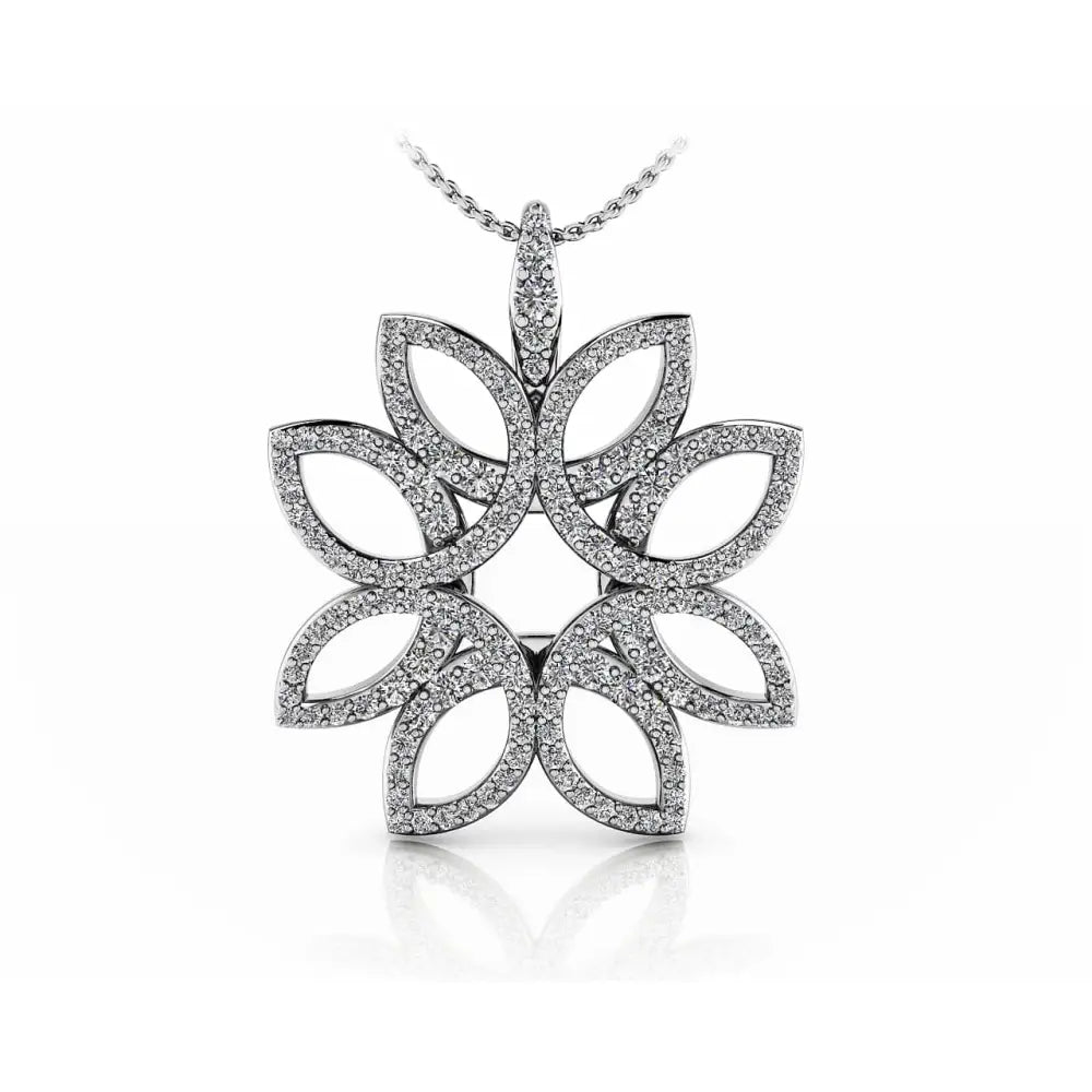 Exotic Flower Diamond Pendant Available In 14K and 18K