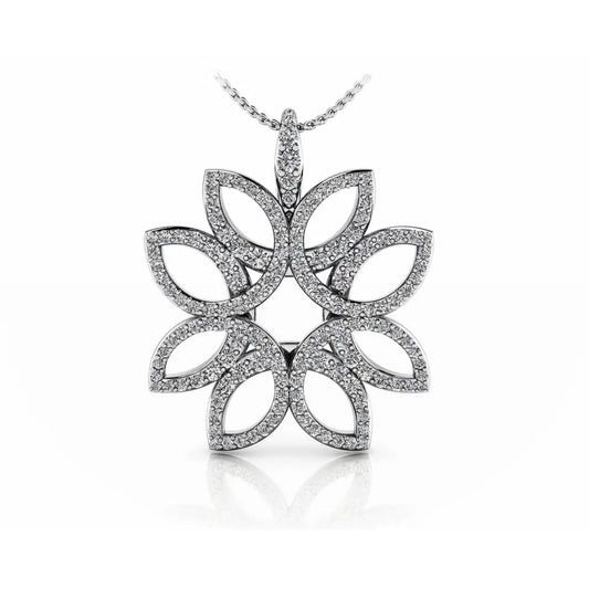 Exotic Flower Diamond Pendant Available In 14K and 18K
