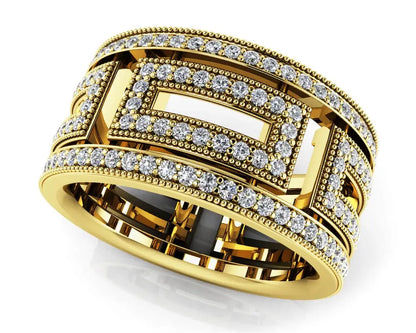 Glamorous Milgrain Eternity Ring In Yellow Gold Or White