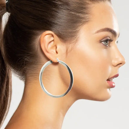 Gold Hoops 10K White Gold Earrings Ladies Jewelry Everyday