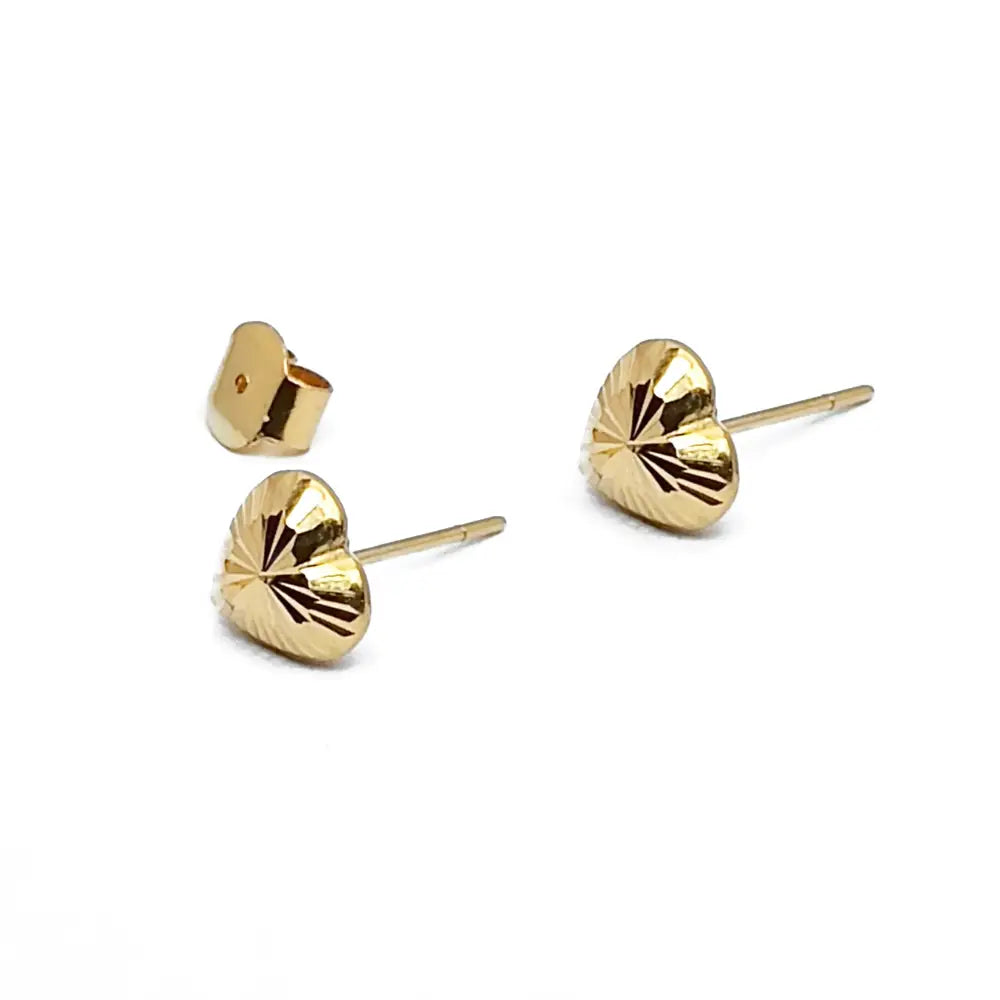 Heart Stud Earrings In 18k Yellow gold - Gold Jewelry