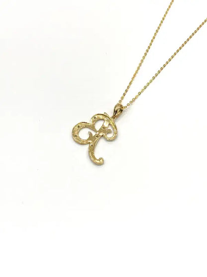 Initial Letter B Necklace with Diamonds in 10K Solid Yellow