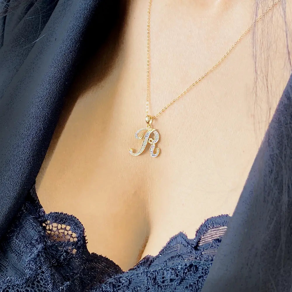 Diamondess Pave Initial R Necklace | Style: 444021274783 – Landau Jewelry