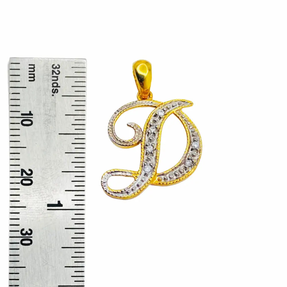 Letter D Initial 10K Yellow Gold Dazzling Diamond Necklace