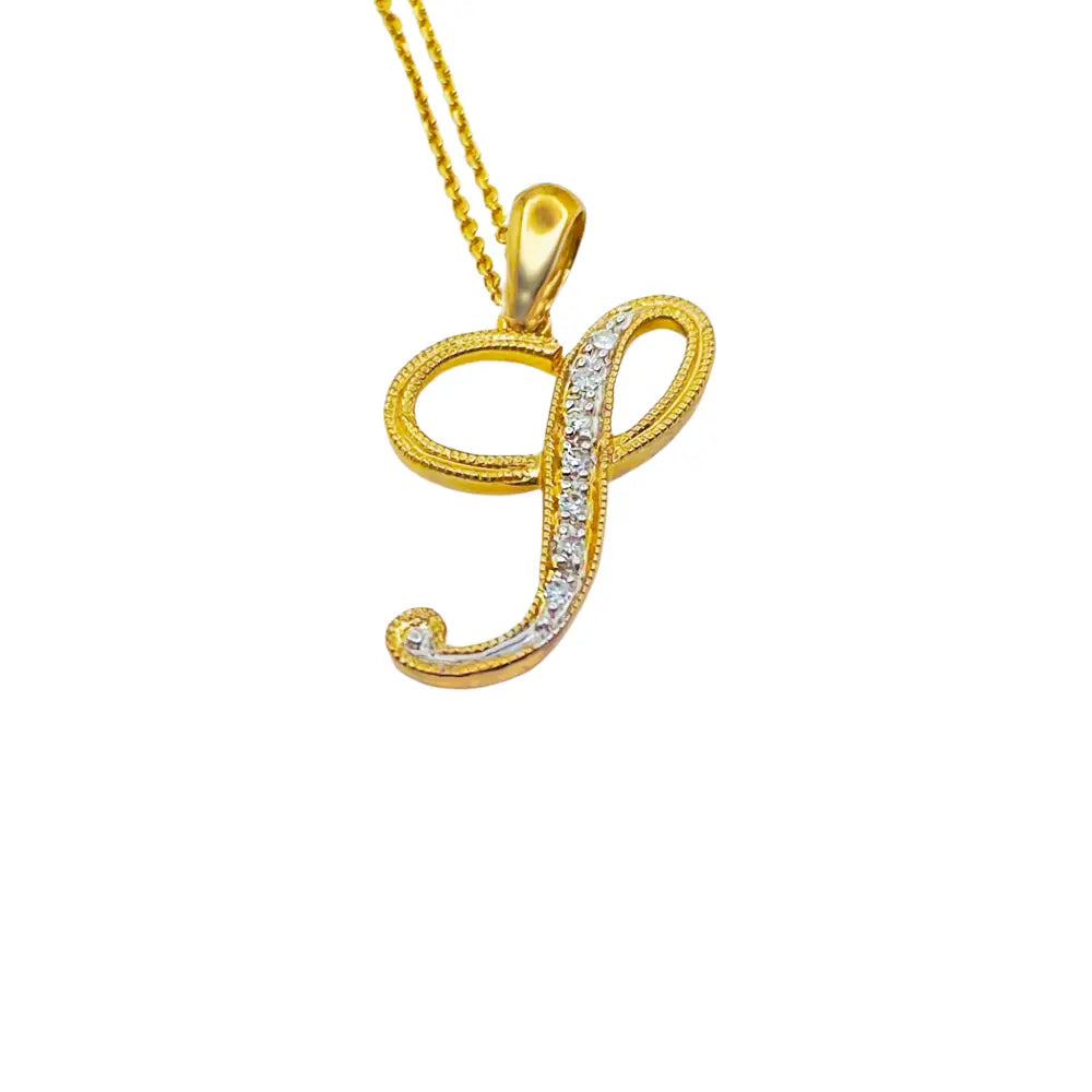 letter J Initial necklace with Diamonds Dainty & Dazzling