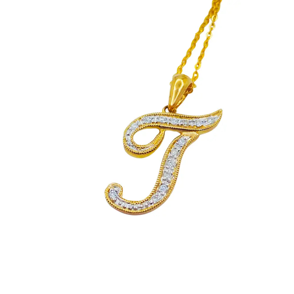 Letter T Initial Necklace With Diamonds Dainty & Dazzling in