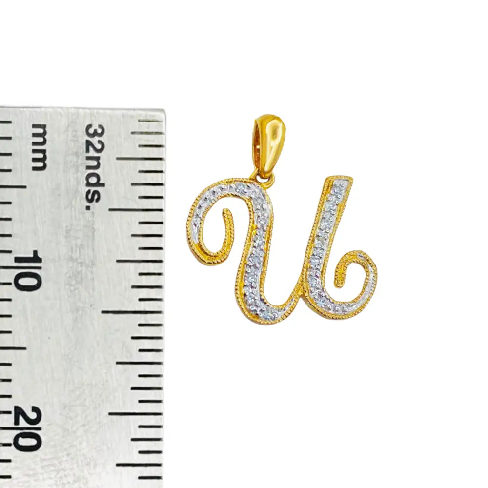 Letter U Initial Necklace with Diamonds Dazzling & Dainty in