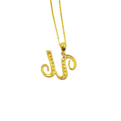 Letter U Initial Necklace with Diamonds Dazzling & Dainty in