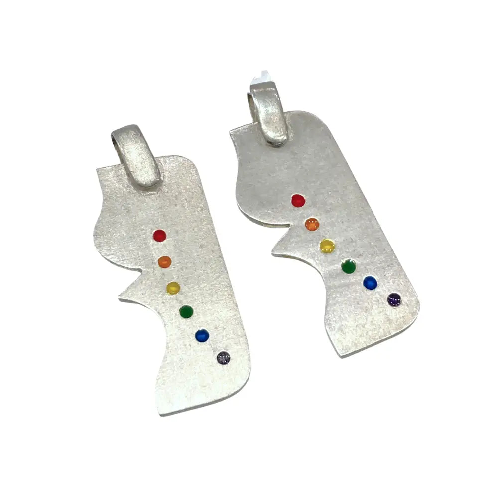LGBTQ Couple Puzzle Pendant 925 Silver with Rainbow Enamel -