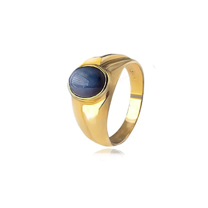 Men’s Ring in 10K Yellow Gold with Blue Star Stone - Men’s