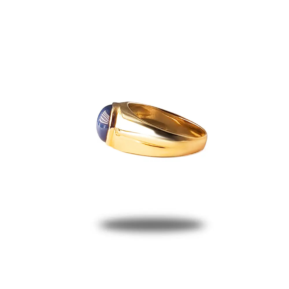 Men’s Ring in 10K Yellow Gold with Blue Star Stone - Men’s