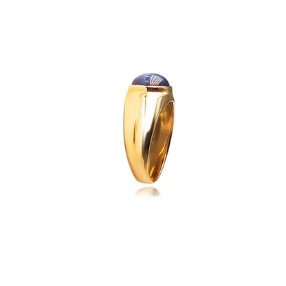 Men’s Ring in 10K Yellow Gold with Blue Star Stone - Men’s