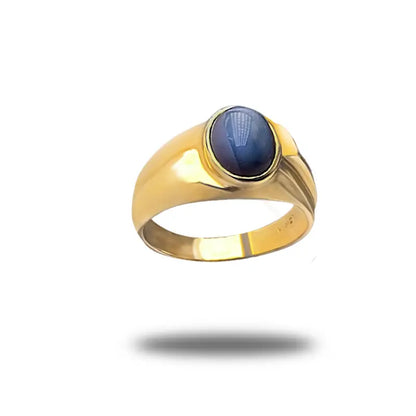 Men’s Ring in 10K Yellow Gold with Blue Star Stone - Men’s