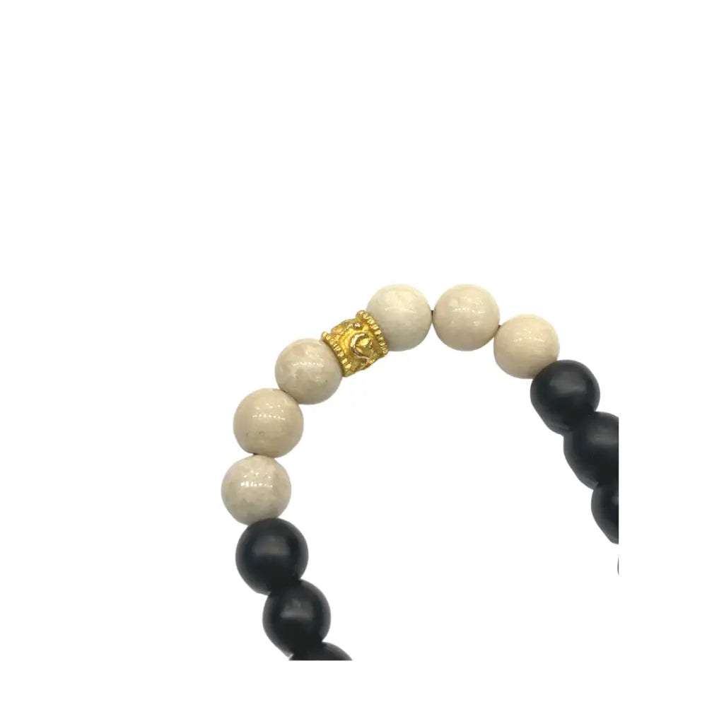 Onyx Men’s Bracelet with 18K Yellow Gold Detailed Bead -