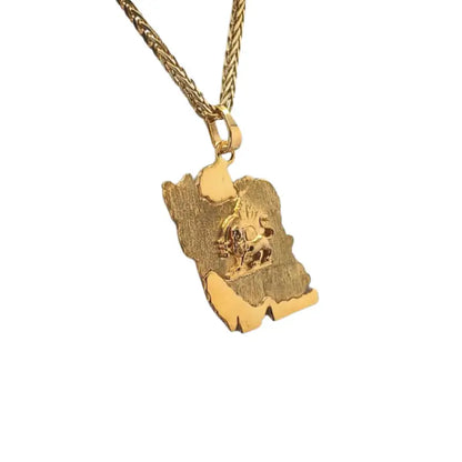 Persian Map with Lion Shir Khorshid Pendant in 18k Yellow