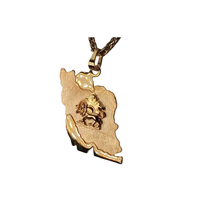 Persian Map with Lion Shir Khorshid Pendant in 18k Yellow