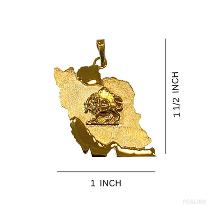 Persian Map with Lion Shir Khorshid Pendant in 18k Yellow