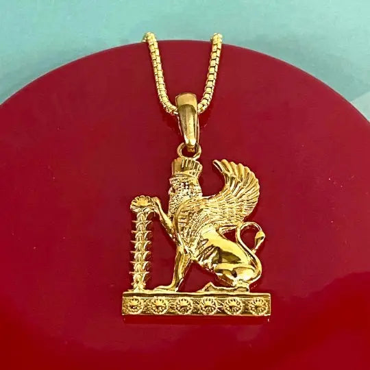 Persian Winged Lion Pendant Persian Style Jewelry 925 Silver