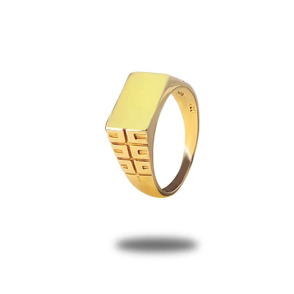 Signet Ring In Solid 10K Yellow Gold For Him - Men’s Jewelry