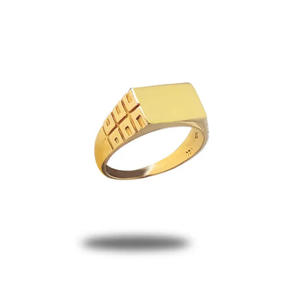 Signet Ring In Solid 10K Yellow Gold For Him - Men’s Jewelry