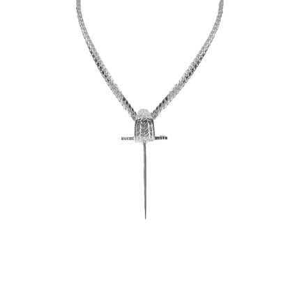 Sword Pendant in 18k White Gold - Men’s Jewelry