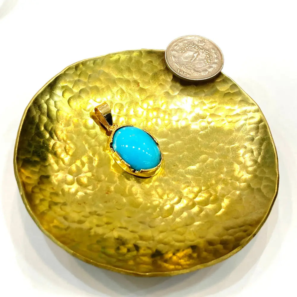Turquoise Pendant in 18K Yellow Gold - Women’s Jewelry