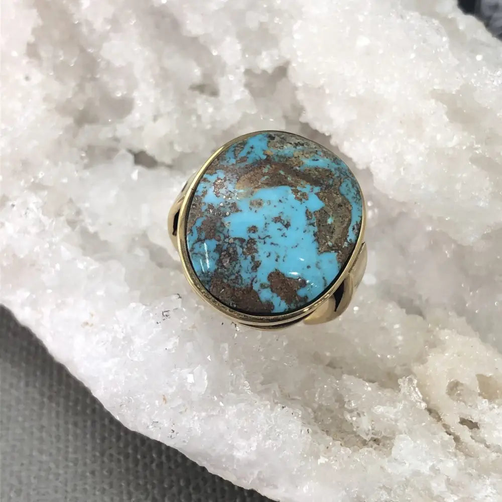 Turquoise Statement Ring in 18K Yellow Gold For Her - Gold